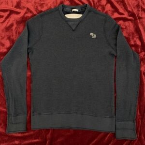 Vintage Abercrombie & Fitch Dark Gray Crewneck Thermal Sweatshirt Muscle Fit